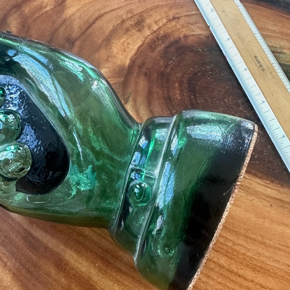 Vintage Green Glass with Black (painted?) accents. - Picture 8 of 8